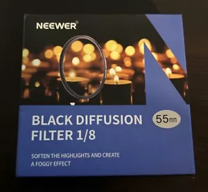 Neewer 55mm Black Diffusion Filter 1/8 Soften Highlights, Create Foggy Effect - Picture 1 of 4
