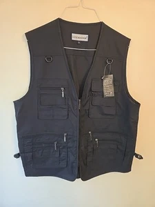 Gilet Utility Uomo XL Nero Cargo 12 Tasche Pesca Caccia Fotografia Tattica - Foto 1 di 13