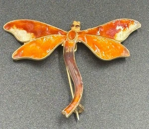 Broche prendedor libélula esmalte A Jour de plata antiguo - Imagen 1 de 10