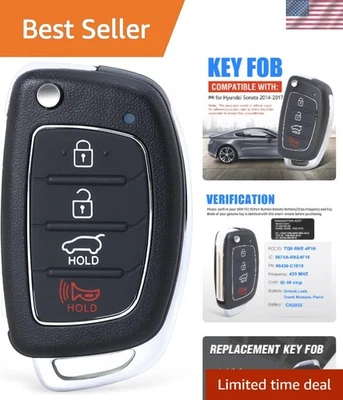 Hyundai Sonata Keyless Entry Remote Key Fob 2014-2017 - 433MHz 4 Buttons - Imagem 1 de 4