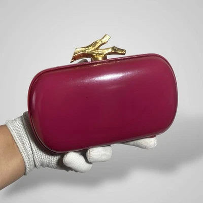 Diane von Furstenberg Lytton Mini Clutch Evening Bag  Magenta Leather NO STRAP - Image 1 of 4