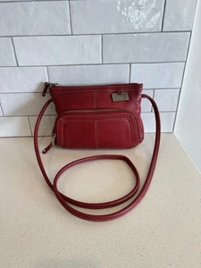 Tignanello Borsa Organizer Tracolla Pelle Rosso Ciottolo Tasche da Viaggio 9,5 X 7 - Foto 1 di 8