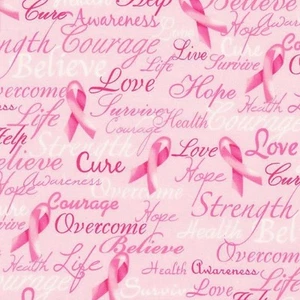 Breast Cancer-Words of Encouragement-Timeless Treasures-BTY - Picture 1 of 2