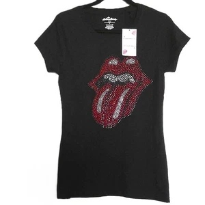 New Rolling Stones Black Tee Shirt Rhinestone Tongue Commemorative NWT Sz M - Picture 1 of 5