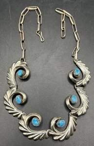 Vintage Sterling Silver Sandcast Swirl Necklace by: Isabelle Kee-Navajo RARE - Picture 1 of 6