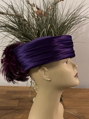 Mr. Hi's Classic Purple Felt Wool Hat with Feathers - Image 1 of 4