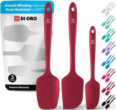 DI ORO® 3-Piece Silicone Spatula Set - 315°C Heat Resistant Non Stick Rubber ... - Image 1 of 4
