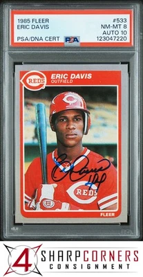 Fleer #533 Eric Davis RC 1985 rojos PSA 8 ADN automático 10 Foto 1 de 2