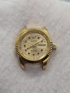 Vintage ENICAR 25mm Gold Tone Day Date Automatic Women's Watch PROJECT (Running) - Picture 1 of 9