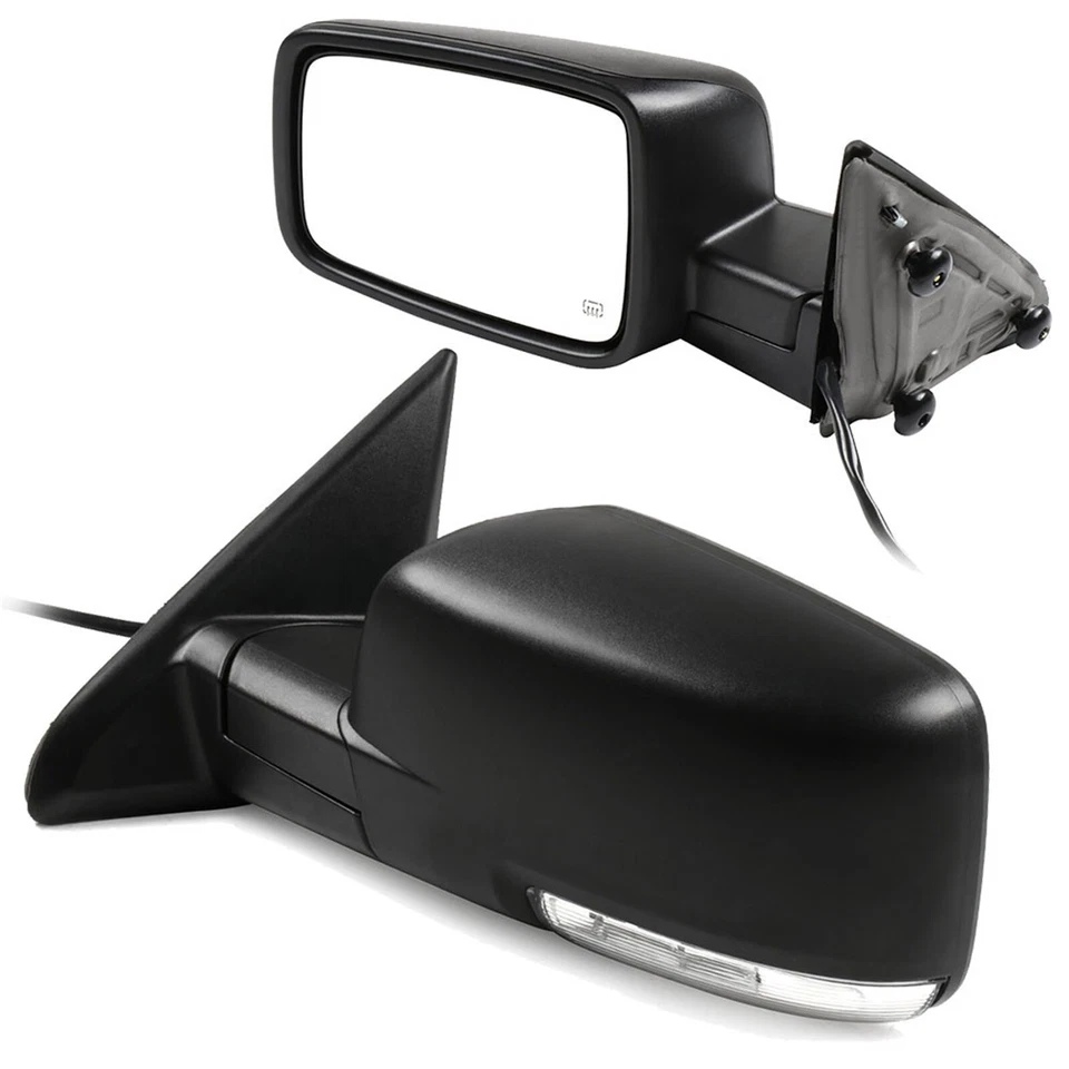 Power Heated Turn Signal Puddle Light Side Mirrors For 2009-19 Dodge Ram 1500 - Image 1 of 4
