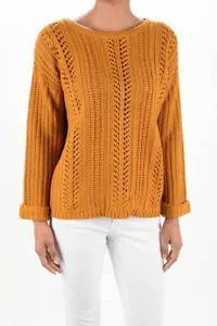 Yemak Damen Langarm gehäkelt Strickpullover Top mit gerollten Manschetten HB2052 - Bild 1 von 15