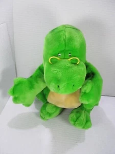 Dakin McGraw Hill Readasaurus Plush Green Dinosaur Hand Puppet Glasses Stuffed - Picture 1 of 7