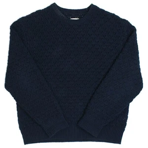 Aimé Leon Dore Navy Cotton Blend Eyelet Knit Crewneck Sweater M Oversized - Picture 1 of 8