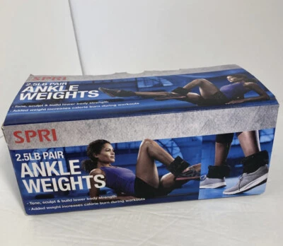 SPRI 2.5LB Pair of Ankle Weights Adjustable Neoprene Sand Filled Black. - Image 1 of 4