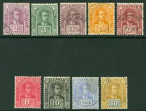 SG 63-71 Sarawak 1922. 2c-30c set di 9. GATTO usato molto bene £60 - Foto 1 di 1