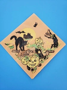 VINTAGE REED'S CREPE PAPIER HALLOWEEN SERVIET GRUSELIG, SCHWARZE KATZEN, FLEDERMÄUSE, PUMPKINS, ALT - Bild 1 von 4