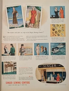 1946 vintage singer sewing machine Center Print Ad Retail Front Store - Picture 1 of 1
