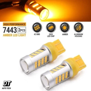 Syneticusa 7443 7440 LED Amber Yellow DRL Turn Signal Park DRL Brake Light Bulbs - Picture 1 of 8