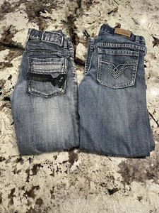 Lot 2 Helix Slim Boot Cut & Urban Pipeline Jeans Boys 12 Distressed - Picture 1 of 3