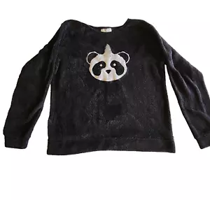 Bobbie Brooks Sleepwear Women's Large Black Unicorn Panda Soft Lounge Shirt Top - Picture 1 of 13