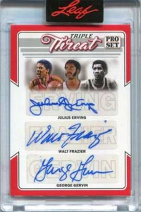 2022 Leaf Pro Set Triple Threat Autographs Gervin Frazier Julius Erving Auto /15 - Picture 1 of 2
