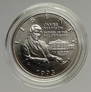 1993 W United States JAMES MADISON BILL OF RIGHTS Silver 1/2 Dollar Coin i94428 - Picture 1 of 5