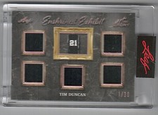2021 Leaf Art of Sport Enshrined Exhibit Tim Duncan Spurs Relics Jersey #1/30