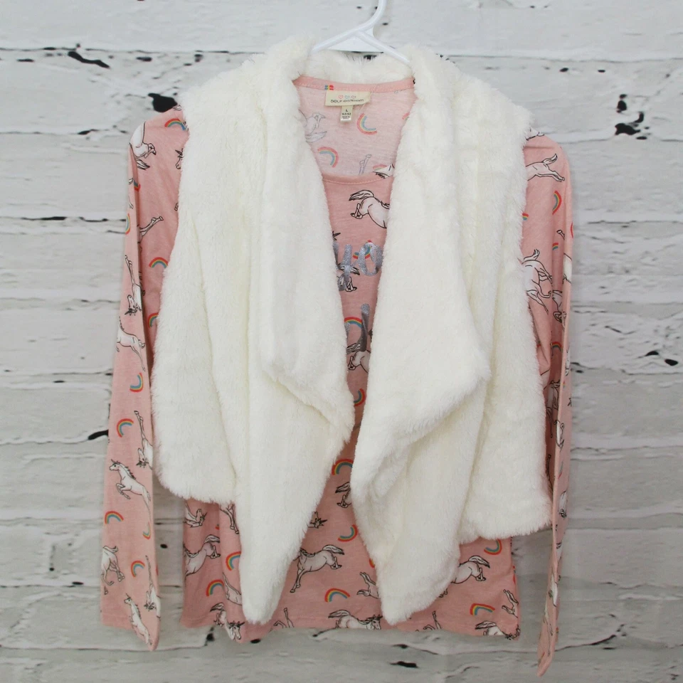 Autoestima Niñas Grande (14/16) 3 Piezas Imitación Piel Chaleco Camiseta Diadema Unicornios Foto 1 de 4