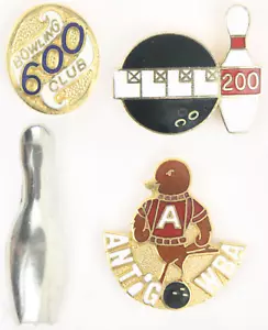 Vintage LOT Women's Bowling 600 Club League Pin Antigo WI WBA 200 Award Brooch - Picture 1 of 12