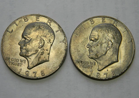 Two 1978 Eisenhower Dollars (One each from the Denver and San Francisco Mint) Cover