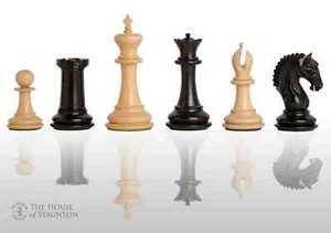 The Milan Luxury Chess Set - Pieces Only - 4.4" King - Genuine Ebony - Picture 1 of 11