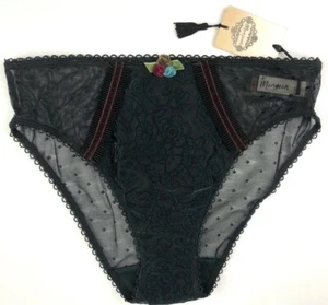 Monsoon Velvet and Mesh Knickers Small 8 - 10 Black RRP £25 BNWT - Picture 1 of 4