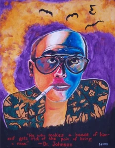 ✅Original Canvas ART Hunter S. Thompson Fear and Loathing Print Abstract 16 x 20 - Picture 1 of 1