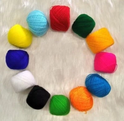 Embroidery Woolen Yarn For Crocheting Sewing Cloths Art Craft Thread 12 Pcs - Image 1 of 2