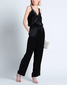 MAJE BLACK SATIN SLEEVELESS LACE TRIM JUMPSUIT SIZE IT 40/ US S $445 - Picture 1 of 14