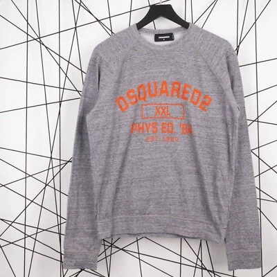 DSQUARED2 Mens Crew Neck Cotton Gray Big Centr Logo Sweatshirt Pullover Jumper M - Image 1 of 4