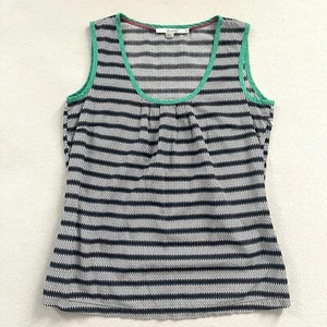 Boden Navy Blue Geometric Stripe Print Cotton Scoop Sleeveless Top US 2 UK 6 - Picture 1 of 8