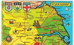Yorkshire; North, West & East Ridings Map PPC, Unposted, By Photo Precision - Picture 1 of 2