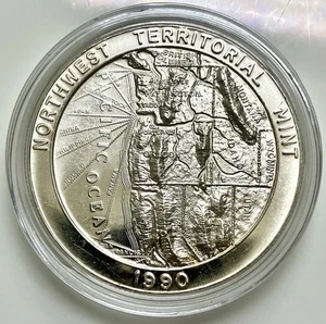 1990 NWTM 1 Troy Oz 999 Silver High Relief International Trade Unit - Picture 1 of 2