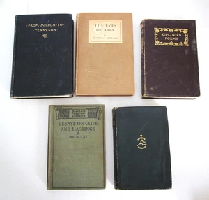 5 Antique Books Kipling Milton Tennyson Poetry, Essays and Fiction 1894-1920s - Picture 1 of 18