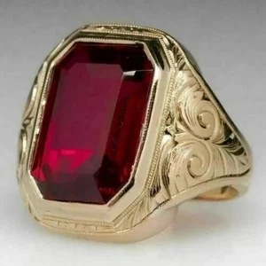 Lab Grown Ruby 925 Sterling Silver Ring Emerald Cut Jewelry Gift for Special one - Picture 1 of 5