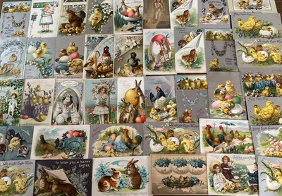Lote de 50 postales de Pascua de gran calidad con pollitos ~ conejos ~ niños ~ Foto 1 de 4