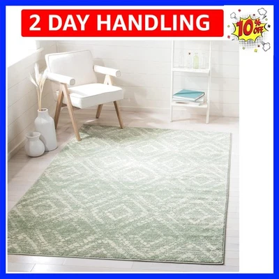 Alfombra de acento de la colección Adirondack - 4' x 6', verde y marfil, moderna envejecida... Foto 1 de 4