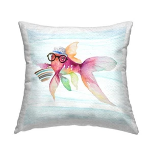 Pink Hipster Fish Outdoor Printed Pillow, 18 x 18, Multi-Color - Picture 1 of 7