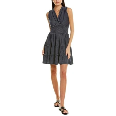 Mini Vestido Babydoll Max Studio Azul Marino Rayas con Volantes en Niveles para Mujer L Campesino Foto 1 de 4