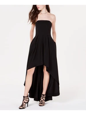 Vestido maxi de noite SPEECHLESS feminino preto com zíper sem alças Hi-Lo 0 - Imagem 1 de 4