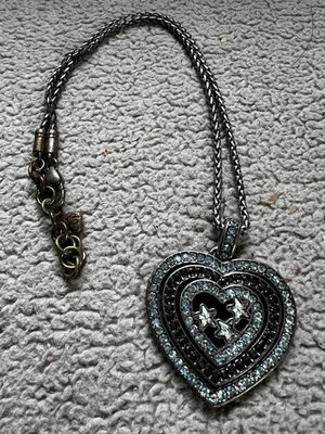 Brighton Star Light Heart Silver Necklace Blue Hue Charm - Image 1 of 4