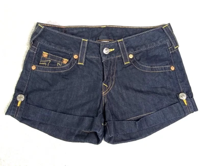 Pantalones cortos de mezclilla True Religion Jess para mujer 28 (se adapta a 30) hechos en EE. UU. azul índigo Foto 1 de 4