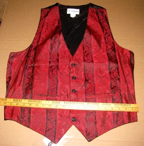 Li tigre abrigos vintage, chaquetas chaleco (L,) rojo\negro abotonado, seda - Imagen 1 de 7