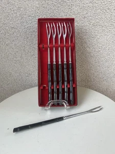 Vtg MCM Fondue 6 Forks Stainless Steel Bamboo Shape Handle Japan - Picture 1 of 8